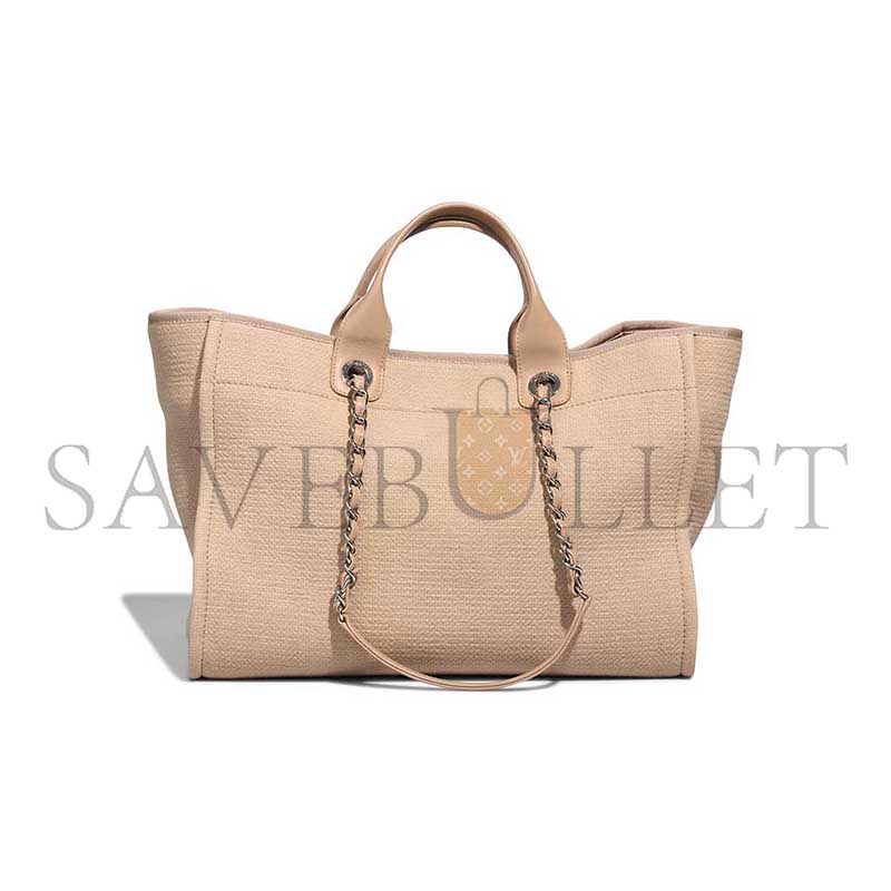 CHANEL DEAUVILLE MEDIUM CANVAS LAMB BEIGE AS4317 (39*30*22cm)